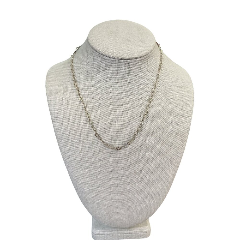 Sterling Silver 925 Dainty Heart Chain Necklace 2.9g 17" Length Made In Italy - Picture 5 of 6